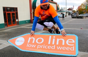 Sign spinner in action