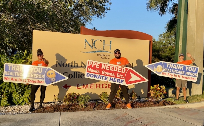 Sign spinner in action