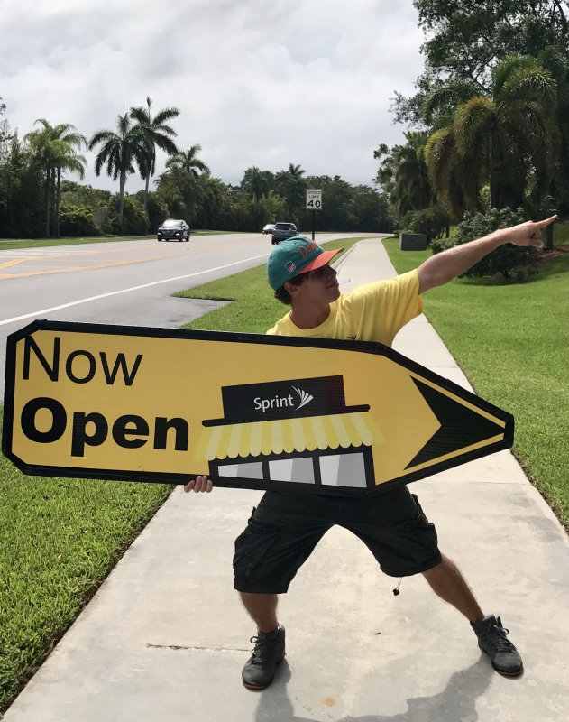 Sign spinner in action