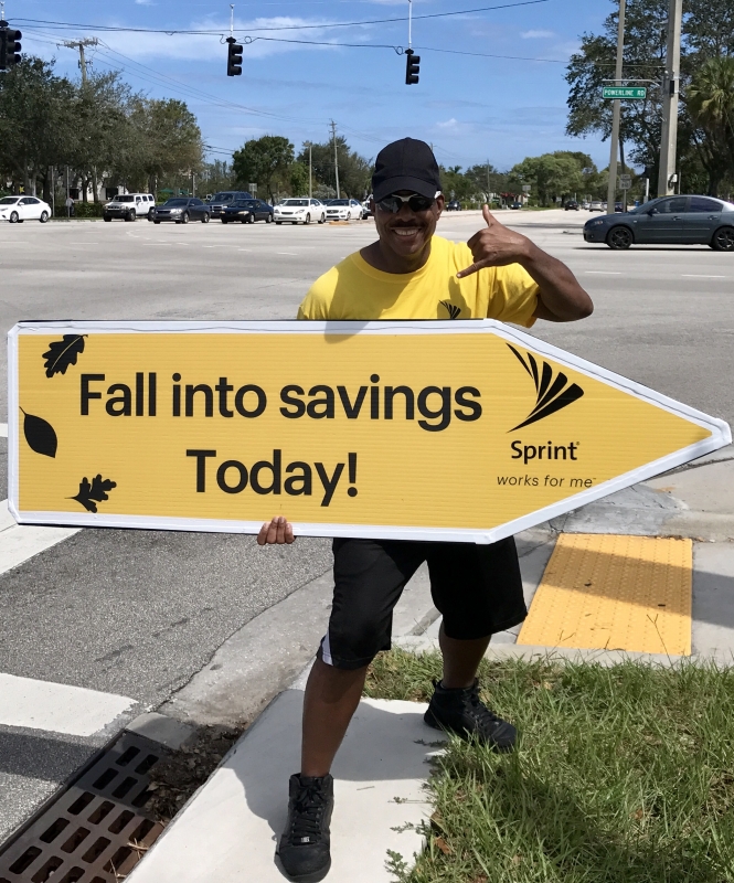 Sign spinner in action