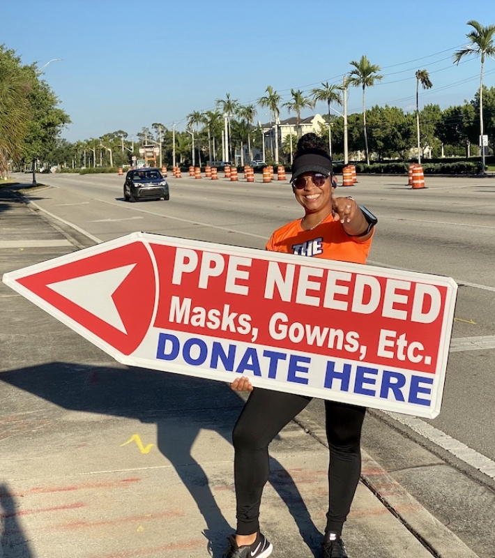 Sign spinner in action