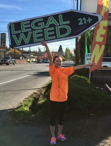 Sign spinner in action