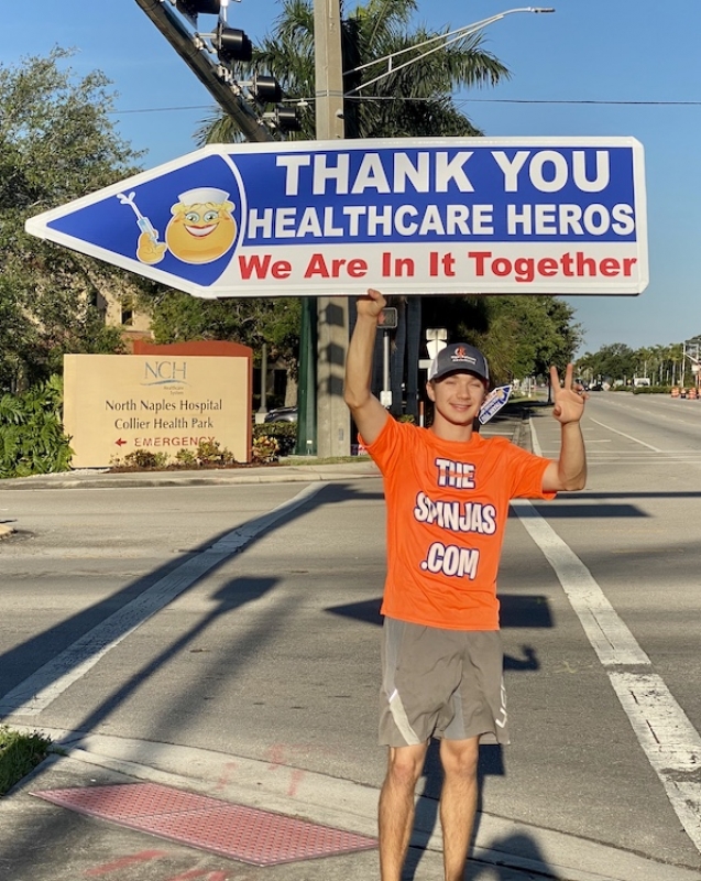 Sign spinner in action