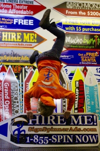 Sign spinner in action