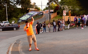 Sign spinner in action