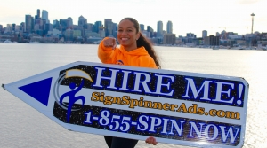 Sign spinner in action