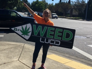 Sign spinner in action