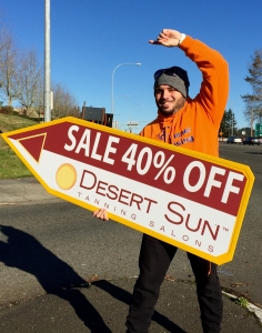 Sign spinner in action