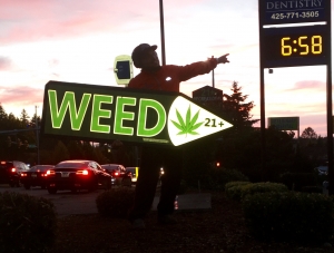 Sign spinner in action