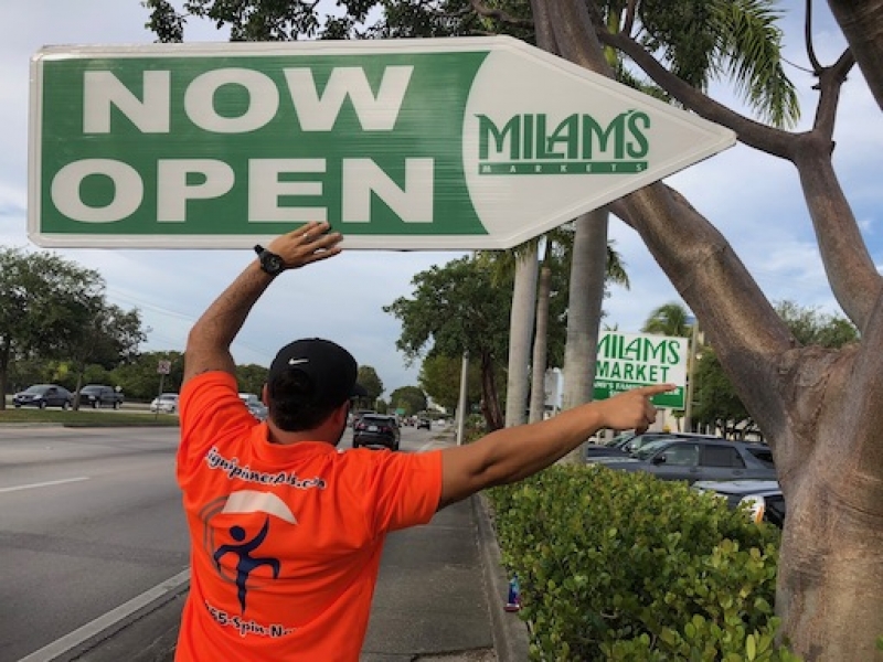 Sign spinner in action