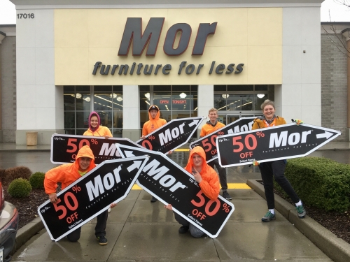 Sign spinner in action