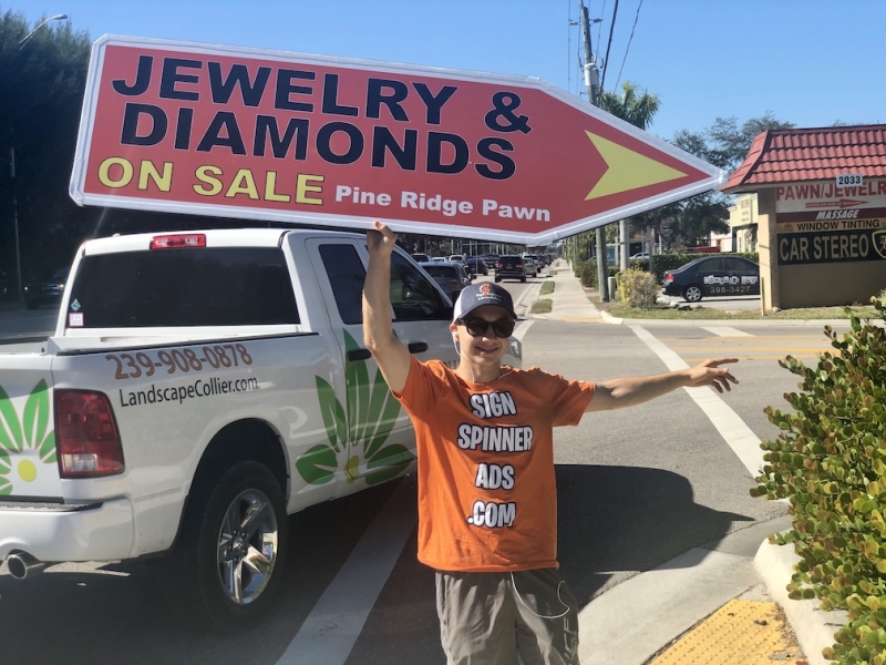 Sign spinner in action