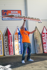 Sign spinner in action
