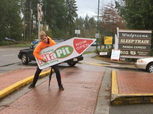 Sign spinner in action