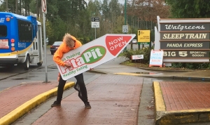 Sign spinner in action