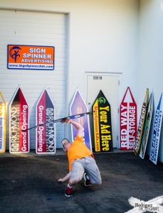 Sign spinner in action