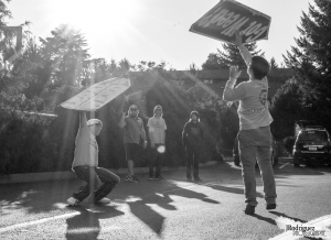 Sign spinner in action