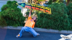 Sign spinner in action