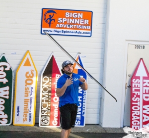 Sign spinner in action