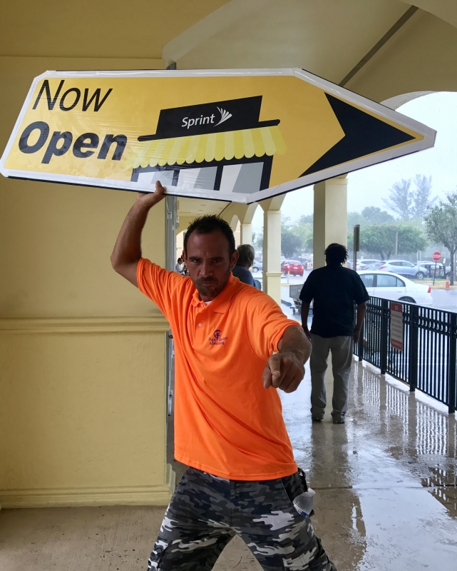 Sign spinner in action