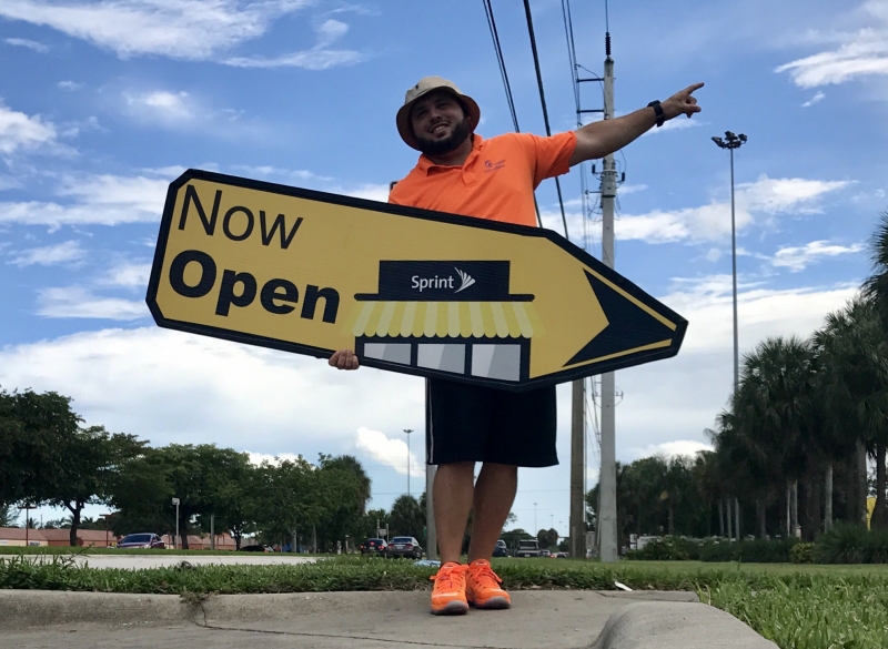 Sign spinner in action