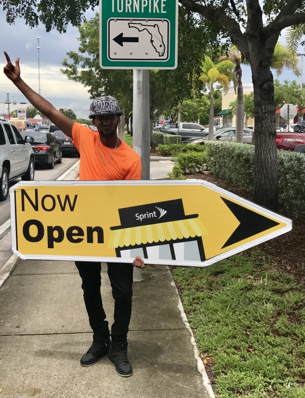 Sign spinner in action