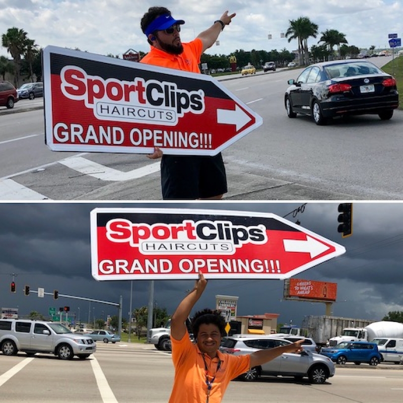 Sign spinner in action