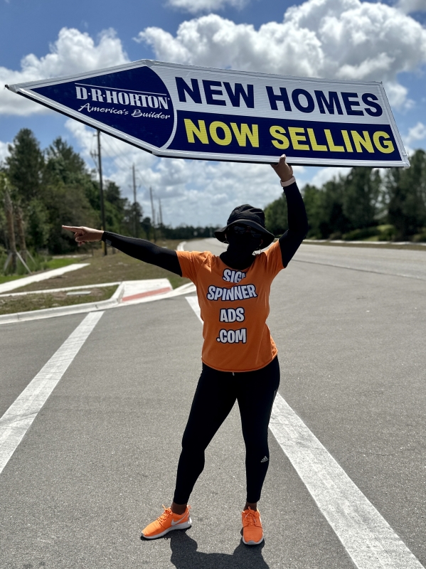 Sign spinner in action