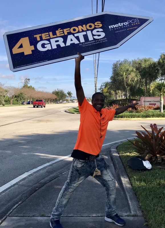 Sign spinner in action