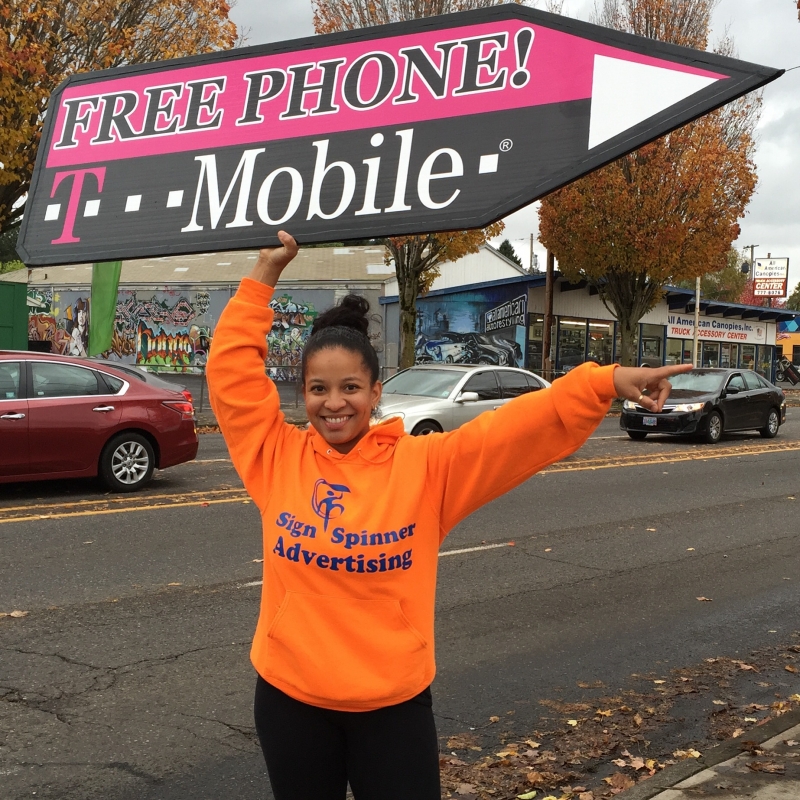 Sign spinner in action