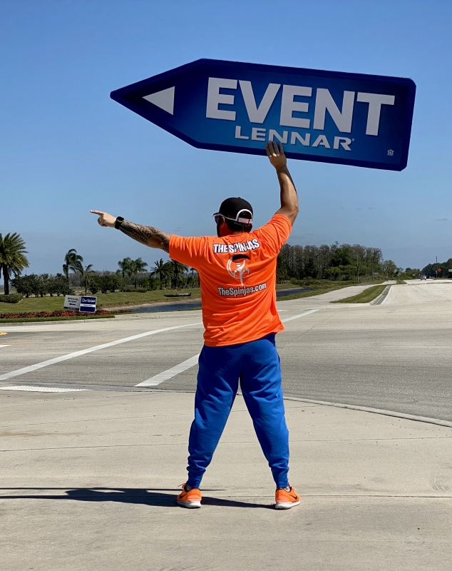 Sign spinner in action