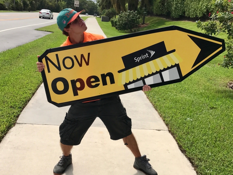 Sign spinner in action
