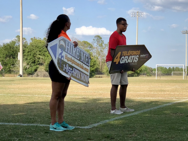 Sign spinner in action