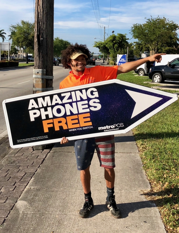 Sign spinner in action