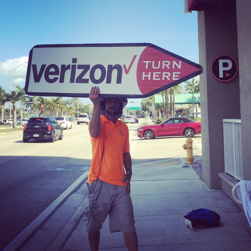Sign spinner in action
